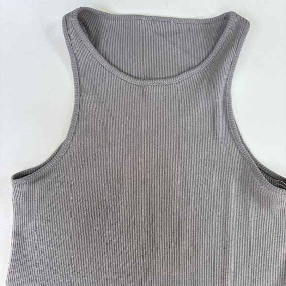 Mod Ref Warm Grey Ribbed Loose Tank Top - Picture 2 of 3
